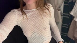 Dirty Girl Wants to Show Her Tits in Public While Changing Her Clothes