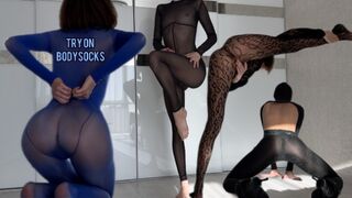Alien Slender Girl Try-On Bodystocking | Tight, Shiny & Hugging Teen Thin Curves